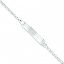 Polished Engraveable Children ID on Box Chain Bracelet in Sterling Silver