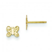 Butterfly Screw back Earrings in 14k Yellow Gold