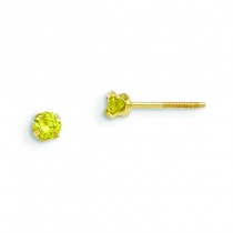 3mm Synthetic Citrine Earrings in 14k Yellow Gold