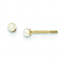 Button Cultured Pearl Earrings in 14k Yellow Gold