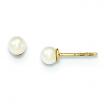Button Cultured Pearl Earrings in 14k Yellow Gold
