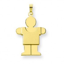 Solid Satin Engraveable Boy Charm in 14k Yellow Gold