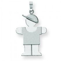 Medium Boy with Hat On Right Engraveable Charm in 14k White Gold