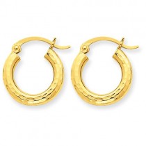 Diamond Cut Round Hoop Earrings in 10k Yellow Gold 