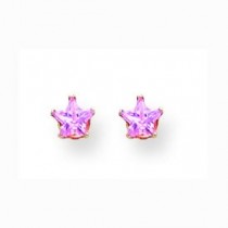 Pink Star CZ Earrings in Non Metal