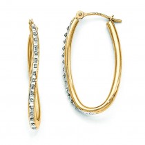 Diamond Fascination Oval Twist Hoop Earrings in 14k Yellow Gold (0.01 Ct. tw.) (0.01 Ct. tw.)