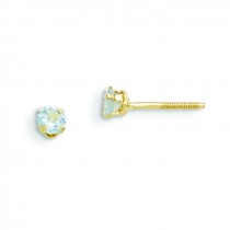 Aquamarine Birthstone Earrings in 14k Yellow Gold