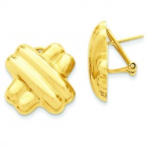 X Omega Back Post Earrings in 14k Yellow Gold