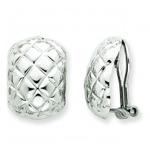 Quilted Non-pierced Omega Back Earrings in 14k White Gold