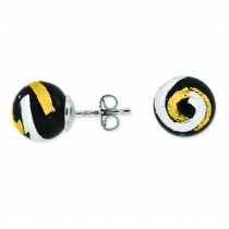 Black Gold Silver Color Murano Glass Earrings in Sterling Silver