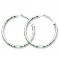 Round Hoop Earrings in 14k White Gold