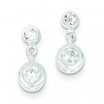 Round CZ Earrings in Sterling Silver