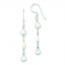 CZ Freshwater Cultured Pearl Earrings in Sterling Silver
