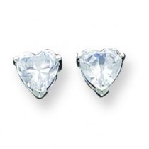 Heart CZ Stud Earrings in Sterling Silver