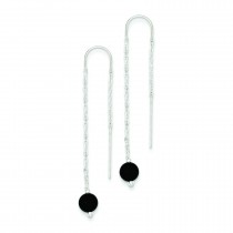 Onyx Threader Earrings in Sterling Silver