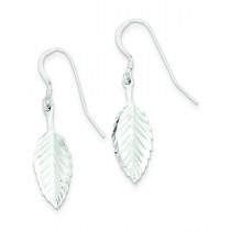 Diamond Cut Leaf Wire Earrings in Sterling Silver