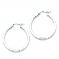 Square Tube Hoop Earrings in Sterling Silver