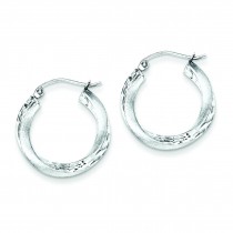 Satin Finished D C Twisted Hoop Earrings in Sterling Silver