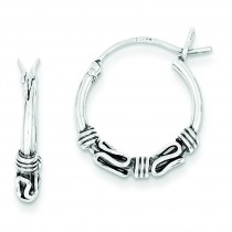 Antiqued Hoop Earrings in Sterling Silver