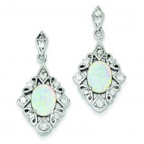 Opal CZ Earrings in Sterling Silver
