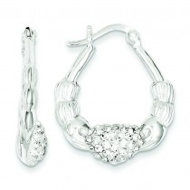 W Swarovski Crystal Scallop Earrings in Sterling Silver