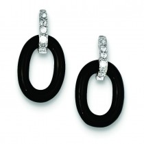 Onyx CZ Earrings in Sterling Silver