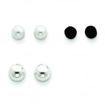 Cultured Pearl Onyx Bead Set Earrings in Sterling Silver