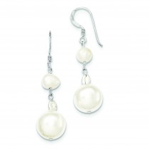 Freshwater Cultured White Simulated Pearl Earrings in Sterling Silver