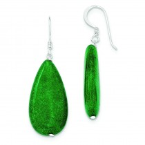 Dark Green Jade Earrings in Sterling Silver