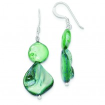 Green Mother Of Pearl Freshwater Cultured Pearl Earrings in Sterling Silver