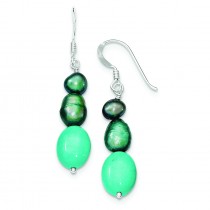 Green Turquoise Green Freshwater Cultured Pearl Earrings in Sterling Silver