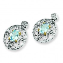 Sky Blue Diamond Earrings in Sterling Silver (0.05 Ct. tw.) (0.05 Ct. tw.)