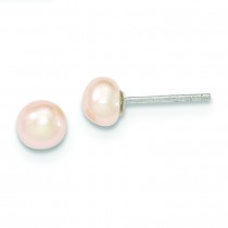Peach Freshwater Cultured Pearl Post Earrings in Sterling Silver