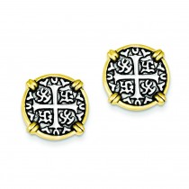 Vermeil Chinese Symbol Post Earrings in Sterling Silver