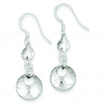 Textured Fancy Round Dangle Earrings in Sterling Silver