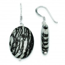 Zebra Jasper Dangle Earrings in Sterling Silver