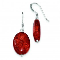 Red Coral Earrings in Sterling Silver