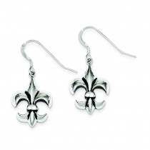Fleur De Lis Dangle Earrings in Sterling Silver