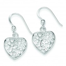 Small Heart Dangle Earrings in Sterling Silver