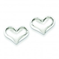 Puff Heart Post Earrings in Sterling Silver