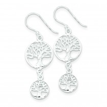 Filigree Trees Circular Dangle Earrings in Sterling Silver