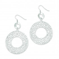 Fancy Circle Dangle Earrings in Sterling Silver