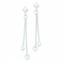 CZ Fancy Heart Dangle Post Earrings in Sterling Silver