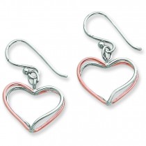 Rosevermeil Double Wire Heart Dangle Earrings in Sterling Silver