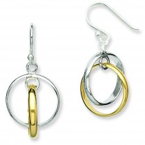And Golddouble Circle Dangle Earrings in Sterling Silver