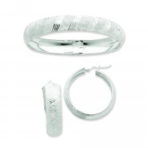 Satin Bangle Andearring Set in Sterling Silver