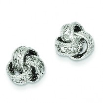 CZ Love Knot Post Earrings in Sterling Silver