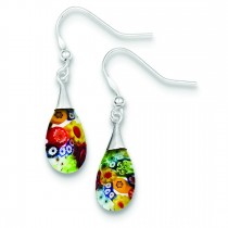 Multicolored Glass Teardrop Dangle Earrings in Sterling Silver