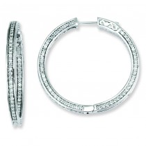 CZ Round Hoop Earrings in Sterling Silver