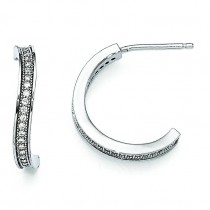 CZ Fancy Hoop Earrings in Sterling Silver
